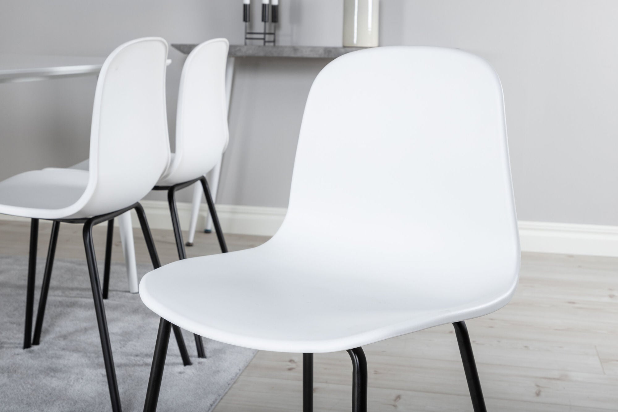 Venture Home Polar spisebord 180 cm - White top / White Legs+Arctic Spisebordsstol - Black Legs - White Plastic_6