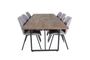 Venture Home Padang spisebord - 250*100*H76 - Dark Teak / Black+Gemma Spisebordsstol - Black Legs - Grey Fabric_6