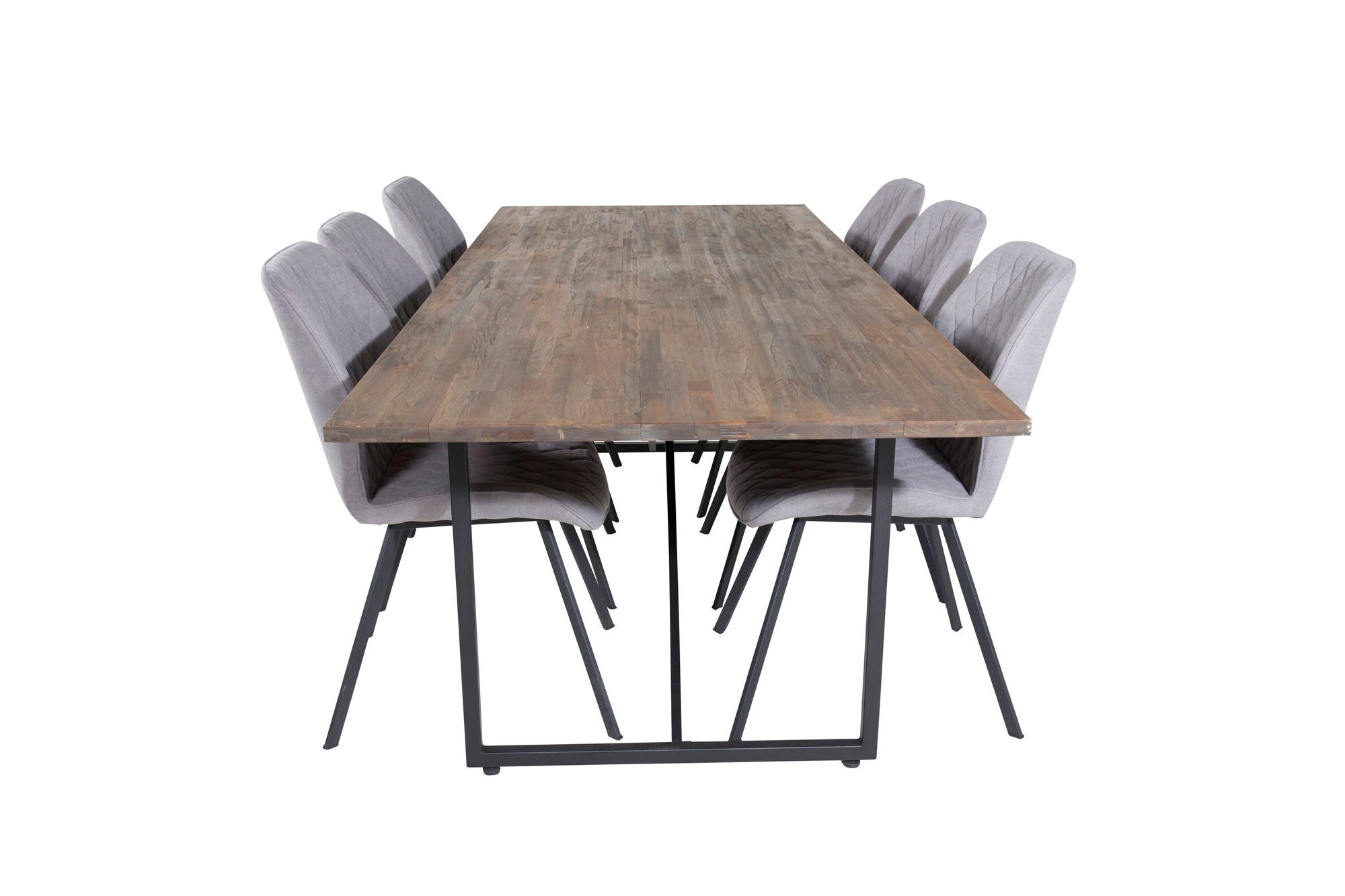 Venture Home Padang spisebord - 250*100*H76 - Dark Teak / Black+Gemma Spisebordsstol - Black Legs - Grey Fabric_6