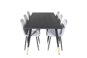 Venture Home Dipp spisebord - 180*90cm - Black / Black Brass+Polar Diamond Spisebordsstol - Black Legs - Grey Velvet_6