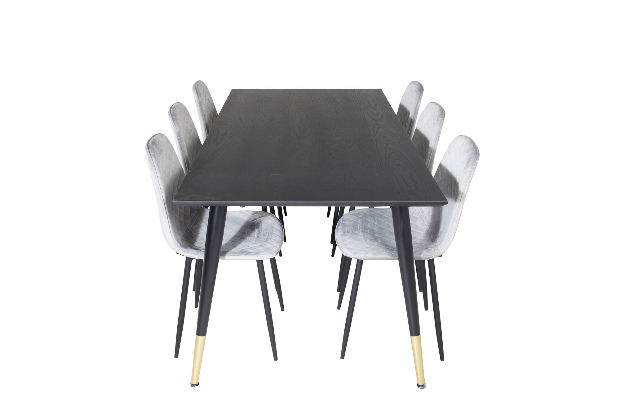 Venture Home Dipp spisebord - 180*90cm - Black / Black Brass+Polar Diamond Spisebordsstol - Black Legs - Grey Velvet_6