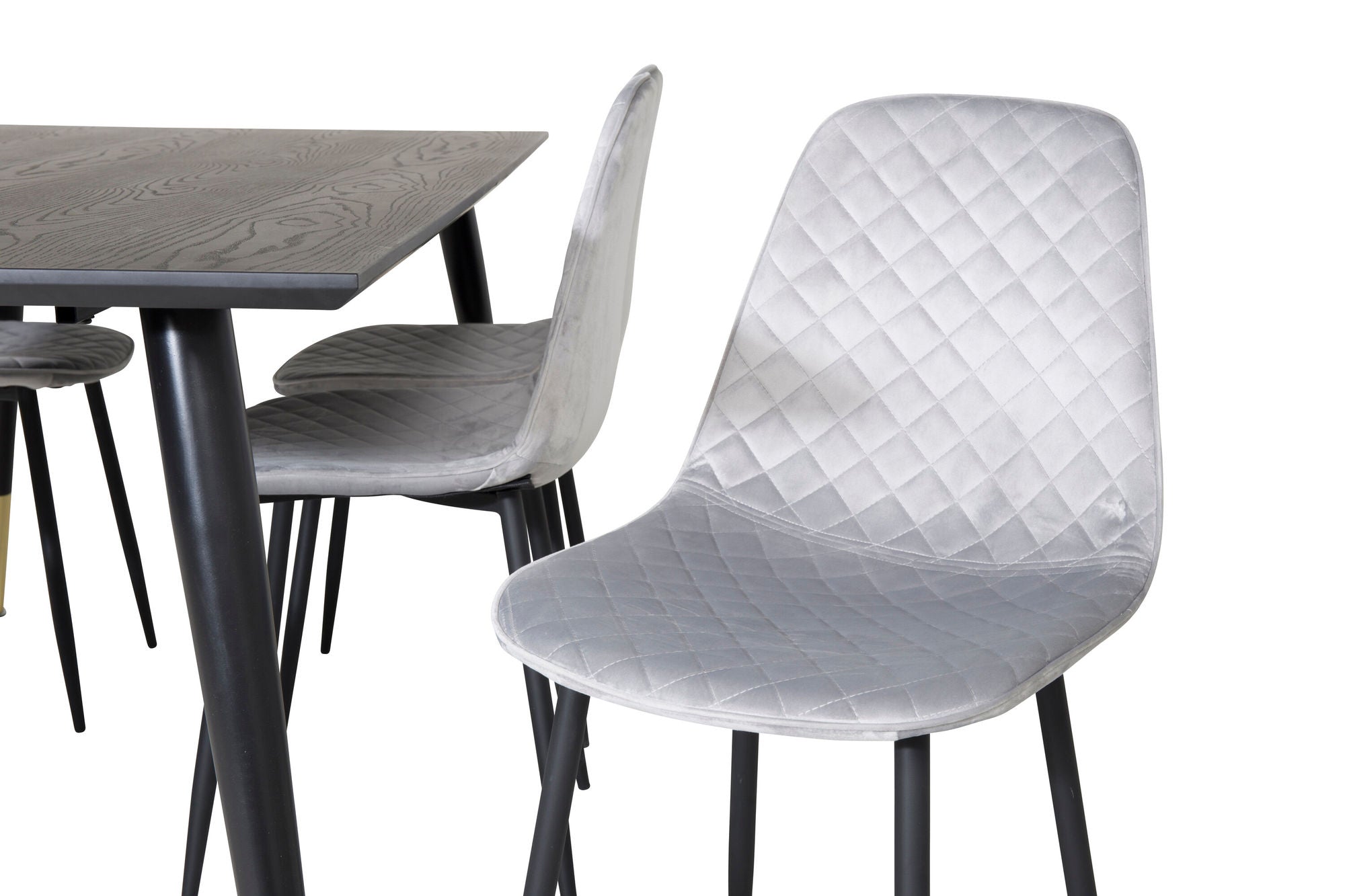 Venture Home Dipp spisebord - 180*90cm - Black / Black Brass+Polar Diamond Spisebordsstol - Black Legs - Grey Velvet_6
