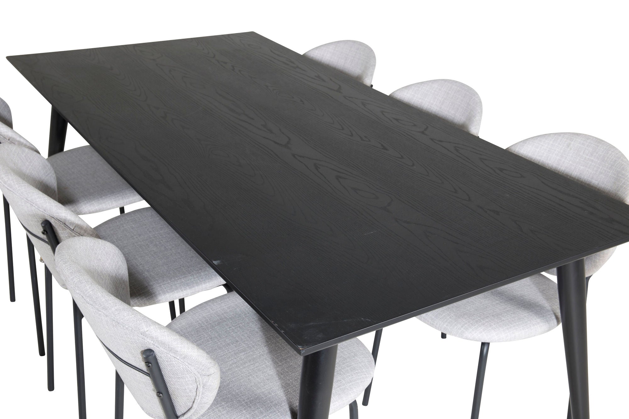 Venture Home Dipp spisebord - 180*90cm - Black / Black Brass+Vault Spisebordsstol - Black Legs - Grey Fabric_6