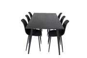 Venture Home Dipp spisebord - 180*90cm - Black Veneer / all black legs +Polar Plastic Spisebordsstol - Black Legs / Black Plastic_6