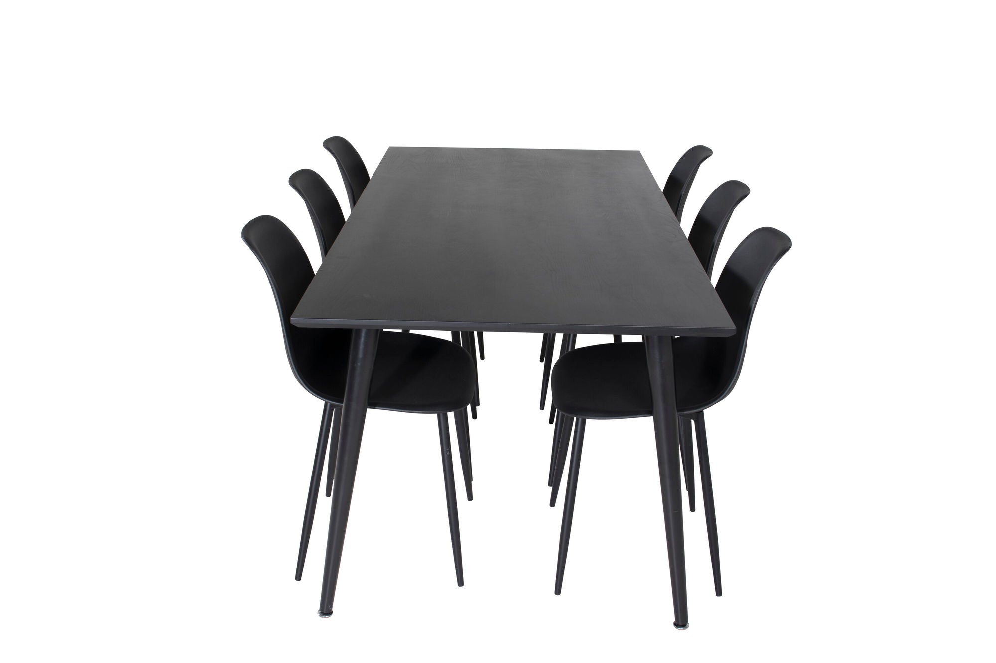 Venture Home Dipp spisebord - 180*90cm - Black Veneer / all black legs +Polar Plastic Spisebordsstol - Black Legs / Black Plastic_6