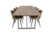 Venture Home Padang spisebord - 250*100*H76 - Dark Teak / Black+Velvet Dining Chiar - Black legs - Dusty Green Velvet_6