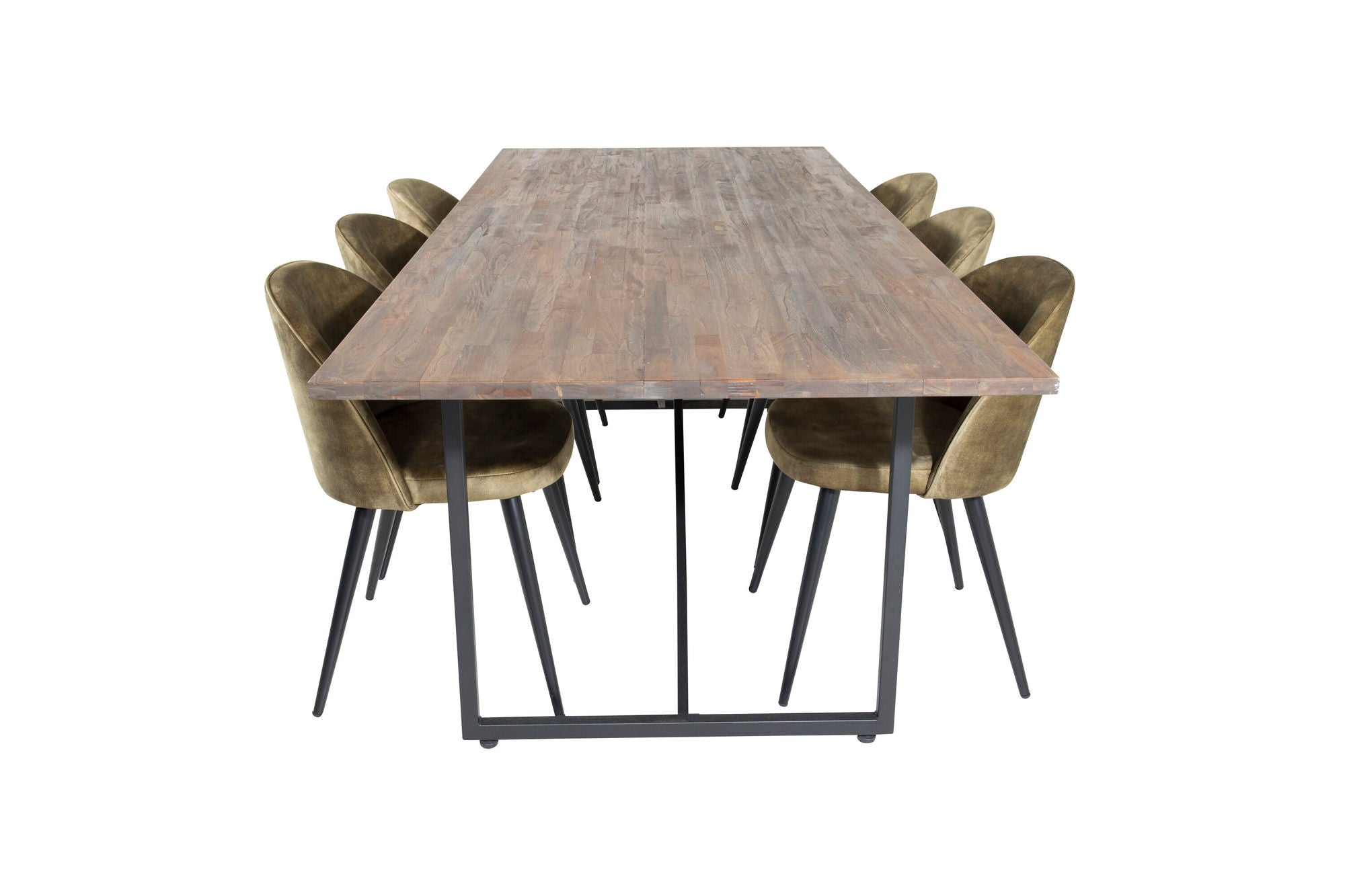 Venture Home Padang spisebord - 250*100*H76 - Dark Teak / Black+Velvet Dining Chiar - Black legs - Dusty Green Velvet_6