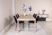 Venture Home Slider Extention bord - White Wash - 170+40+40cm +Muce Spisebordsstol - Black Legs - Black Fabric_6