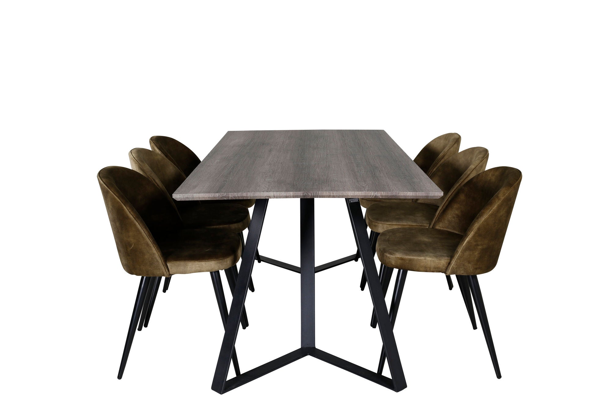 Venture Home Marina spisebord - 180*90*H75 - Grey / Black+Velvet Dining Chiar - Black legs - Dusty Green Velvet_6