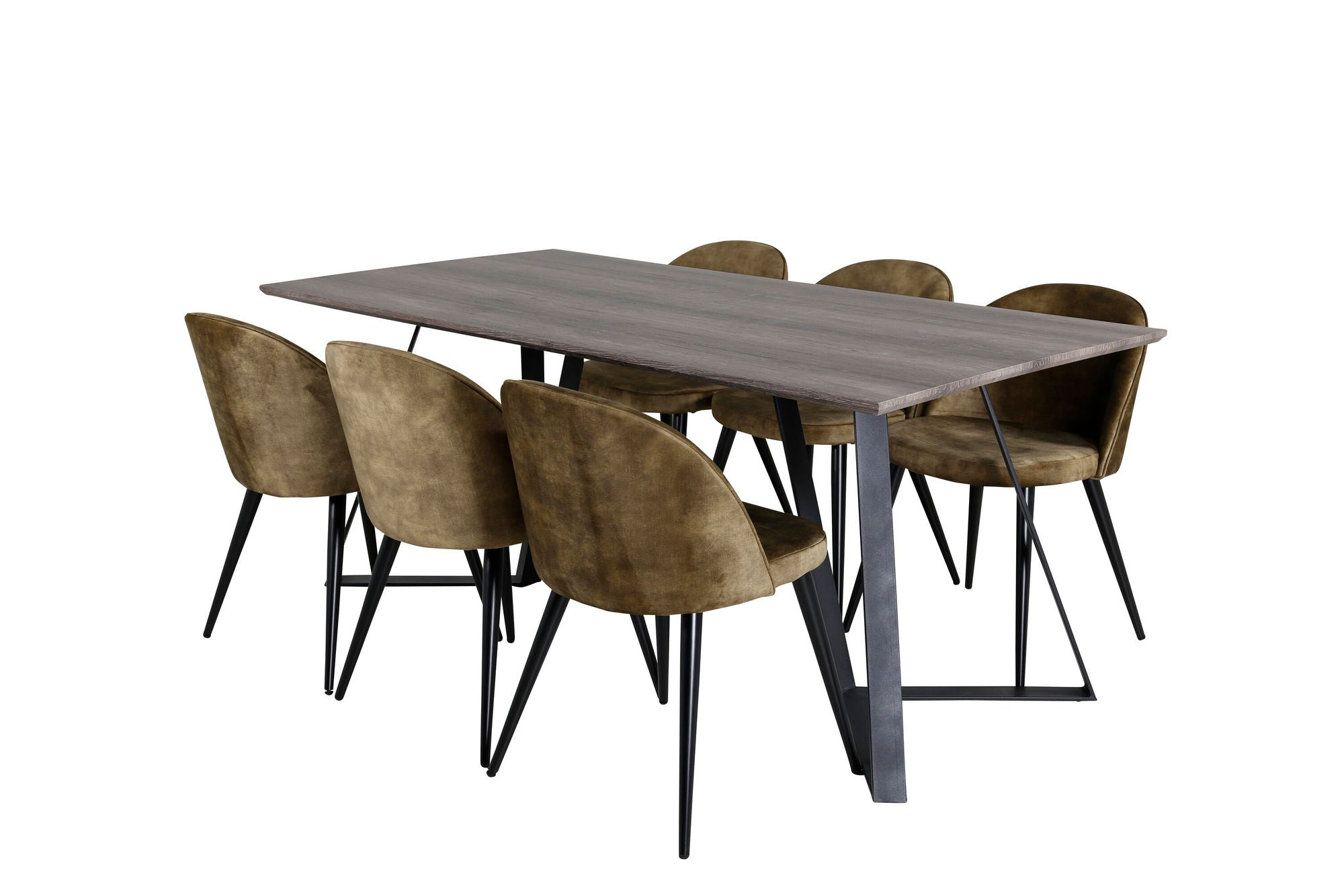 Venture Home Marina spisebord - 180*90*H75 - Grey / Black+Velvet Dining Chiar - Black legs - Dusty Green Velvet_6