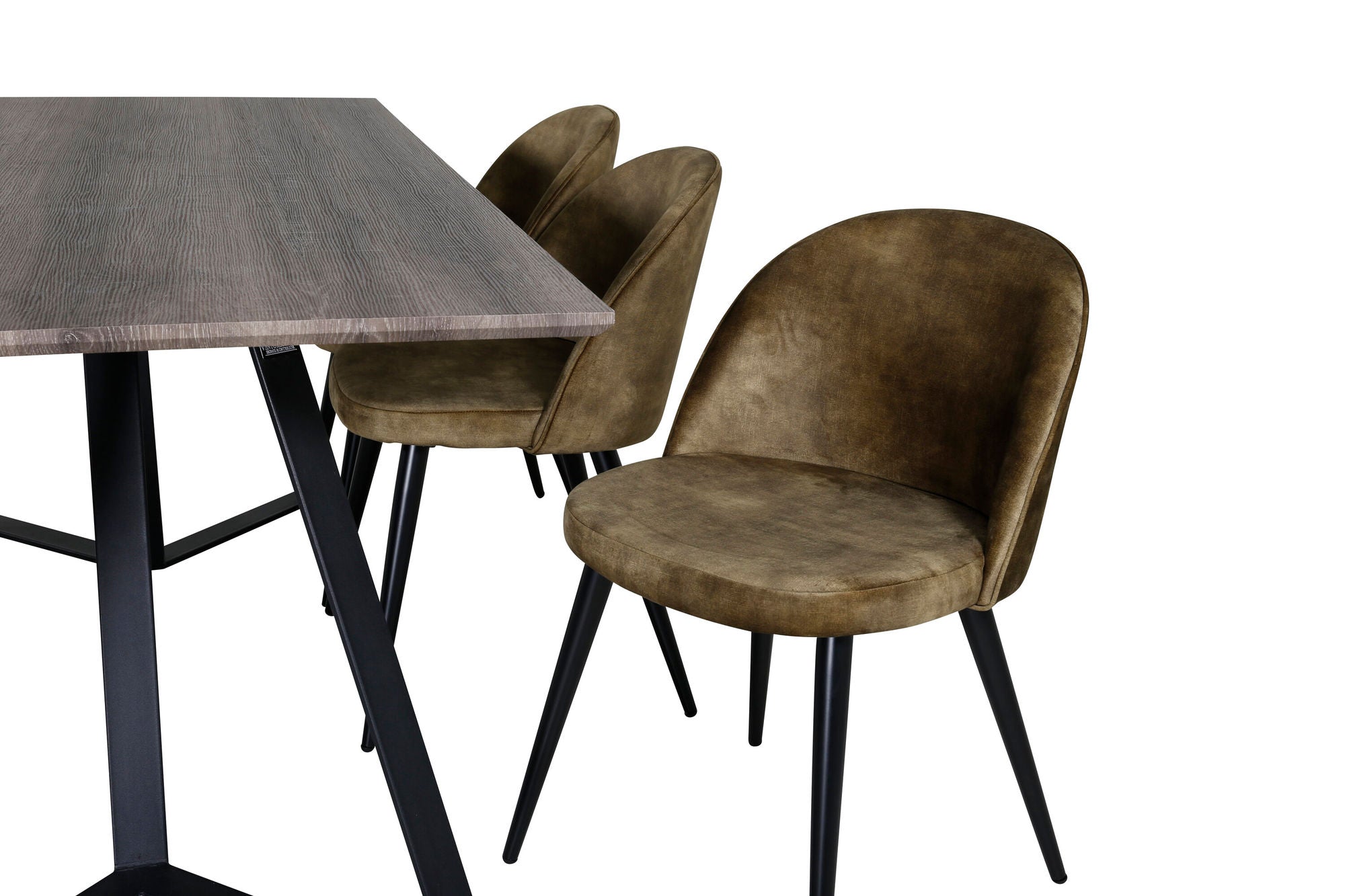 Venture Home Marina spisebord - 180*90*H75 - Grey / Black+Velvet Dining Chiar - Black legs - Dusty Green Velvet_6