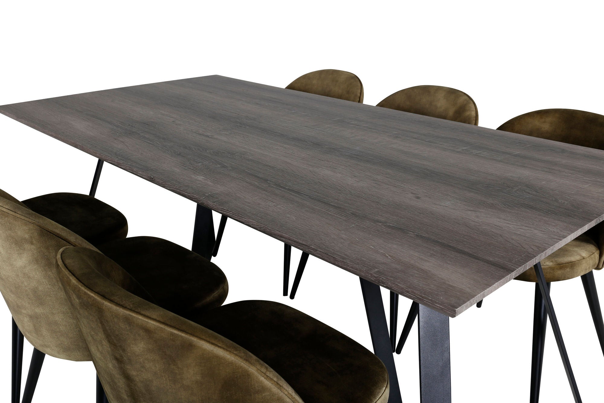 Venture Home Marina spisebord - 180*90*H75 - Grey / Black+Velvet Dining Chiar - Black legs - Dusty Green Velvet_6