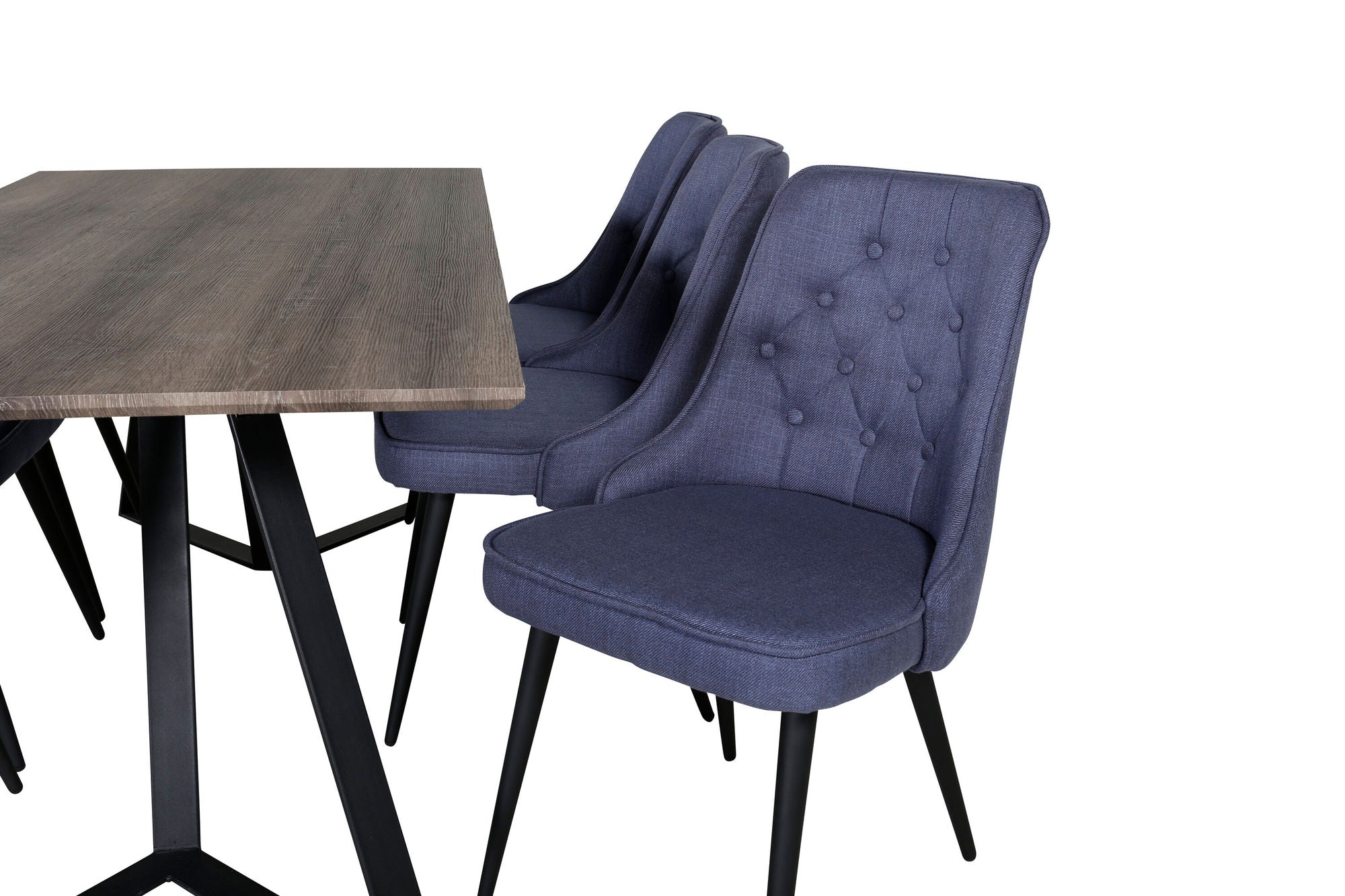 Venture Home Marina spisebord - 180*90*H75 - Grey / Black+Velvet Deluxe Spisebordsstol - Black Legs - Blue Fabric_6