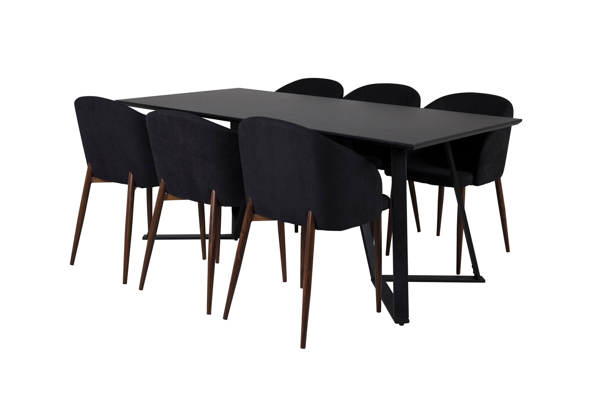 Venture Home Marina spisebord - Black top / Black Legs +Arch Spisebordsstol - Walnut Legs - Black Fabric_6