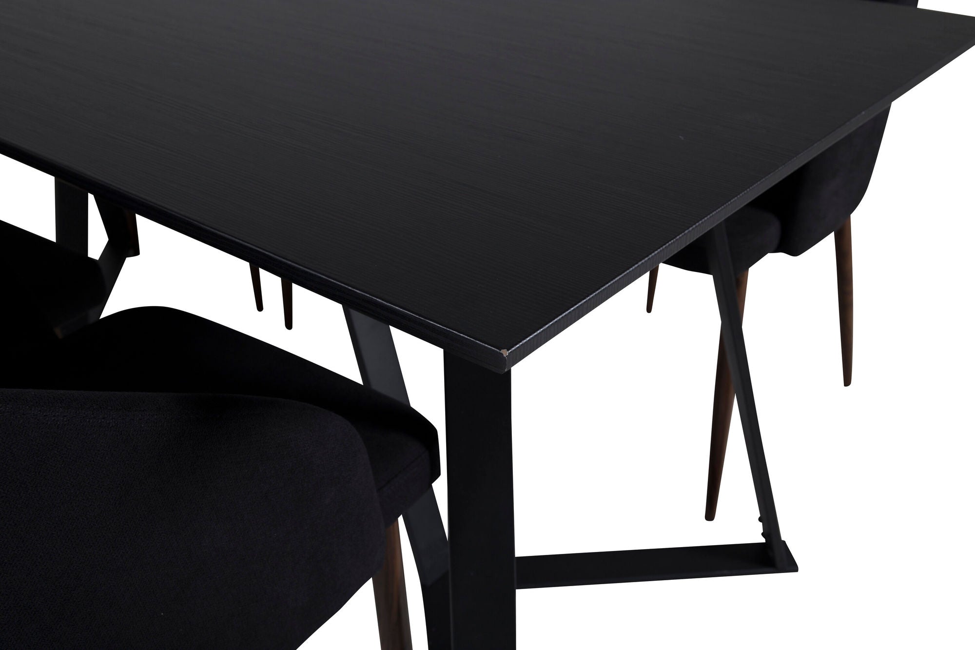 Venture Home Marina spisebord - Black top / Black Legs +Arch Spisebordsstol - Walnut Legs - Black Fabric_6
