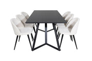 Venture Home Marina spisebord - Black top / Black Legs +Velvet Spisebordsstol Corduroy - Beige / Black_6