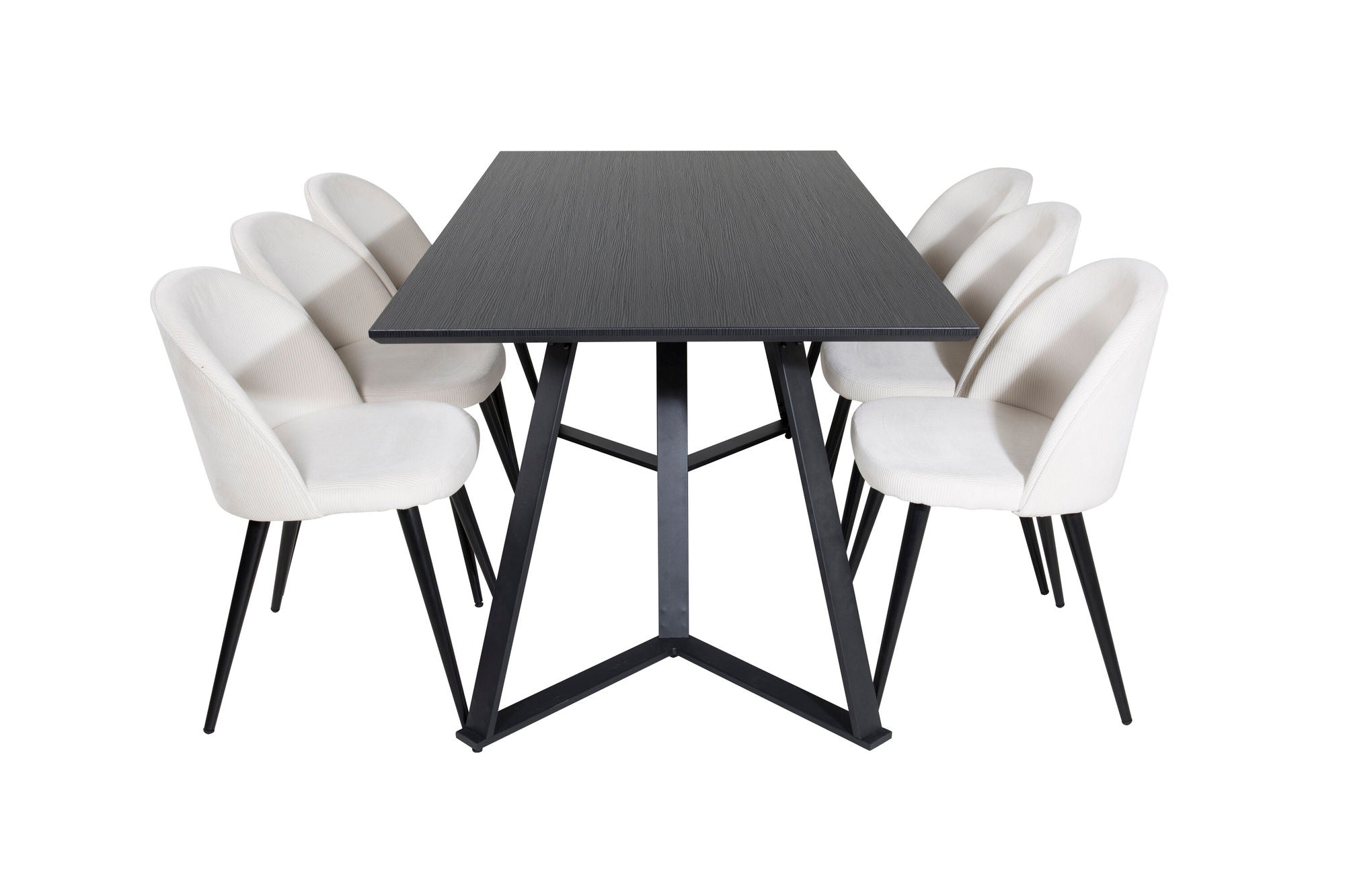 Venture Home Marina spisebord - Black top / Black Legs +Velvet Spisebordsstol Corduroy - Beige / Black_6