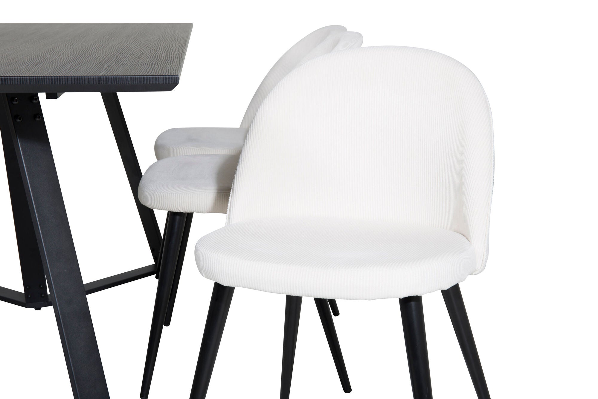 Venture Home Marina spisebord - Black top / Black Legs +Velvet Spisebordsstol Corduroy - Beige / Black_6