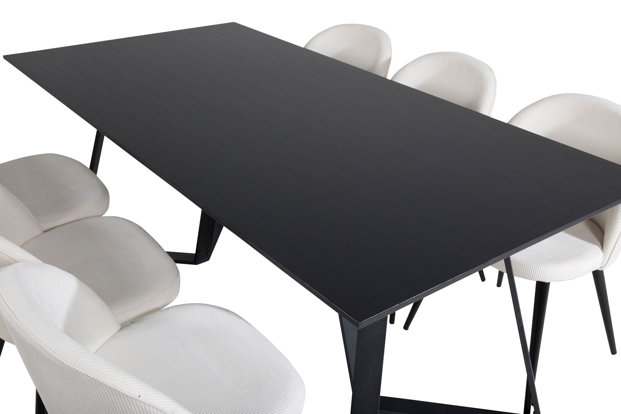 Venture Home Marina spisebord - Black top / Black Legs +Velvet Spisebordsstol Corduroy - Beige / Black_6