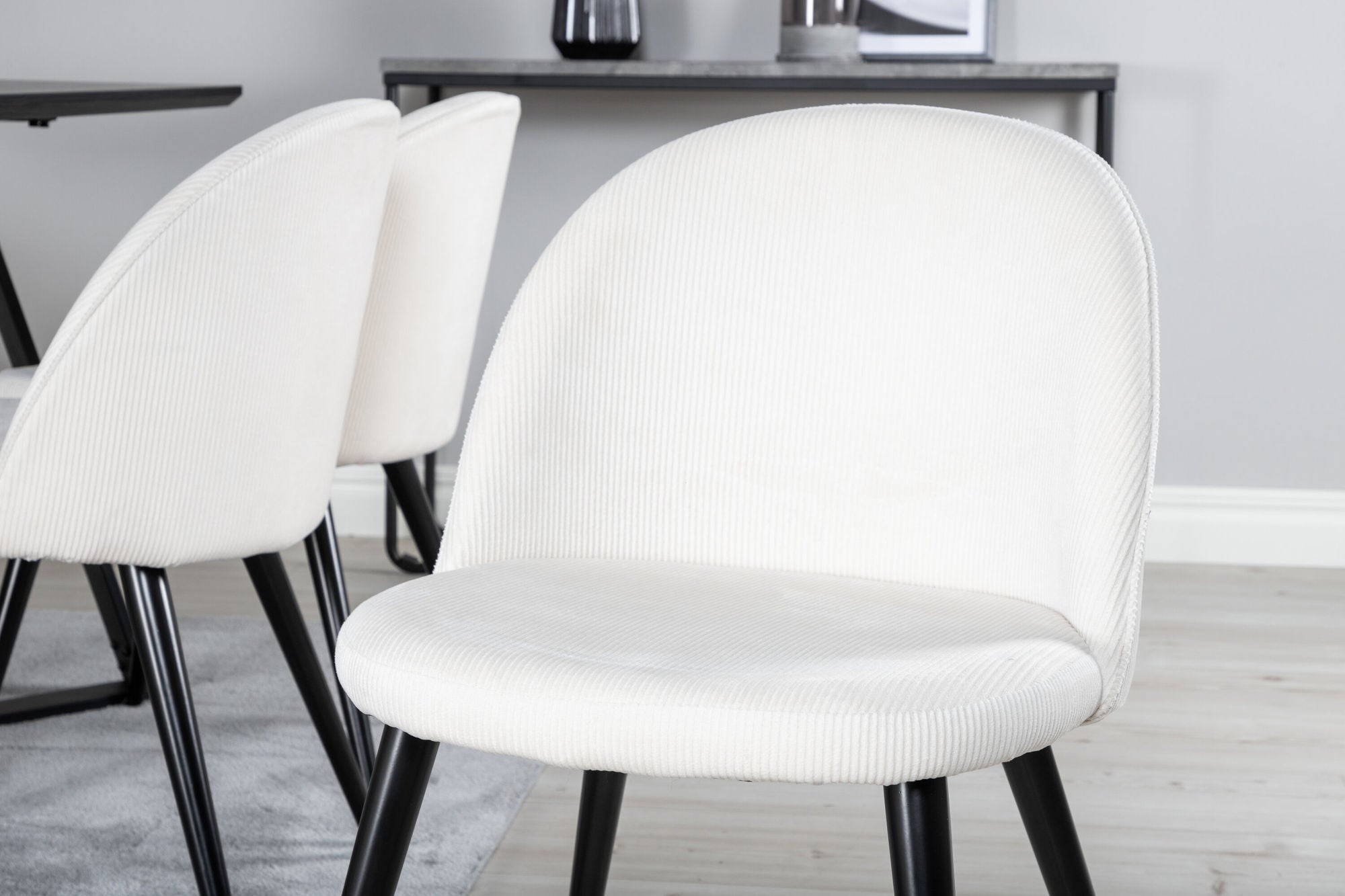 Venture Home Marina spisebord - Black top / Black Legs +Velvet Spisebordsstol Corduroy - Beige / Black_6