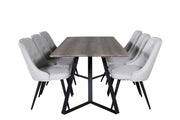 Venture Home Marina spisebord - 180*90*H75 - Grey / Black+Velvet Deluxe Spisebordsstol - Black Legs - Light Grey Fabric_6