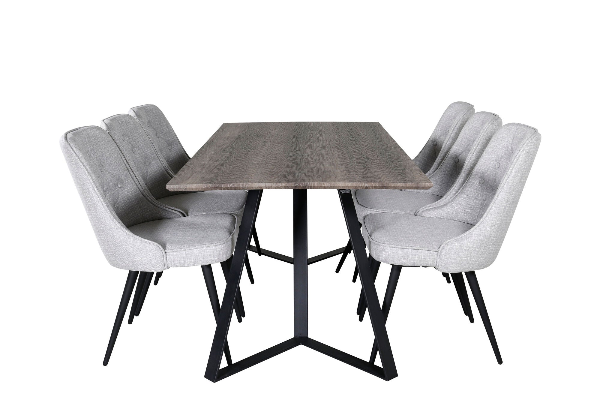 Venture Home Marina spisebord - 180*90*H75 - Grey / Black+Velvet Deluxe Spisebordsstol - Black Legs - Light Grey Fabric_6