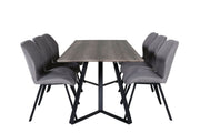 Venture Home Marina spisebord - 180*90*H75 - Grey / Black+Gemma Spisebordsstol - Black Legs - Grey Fabric_6