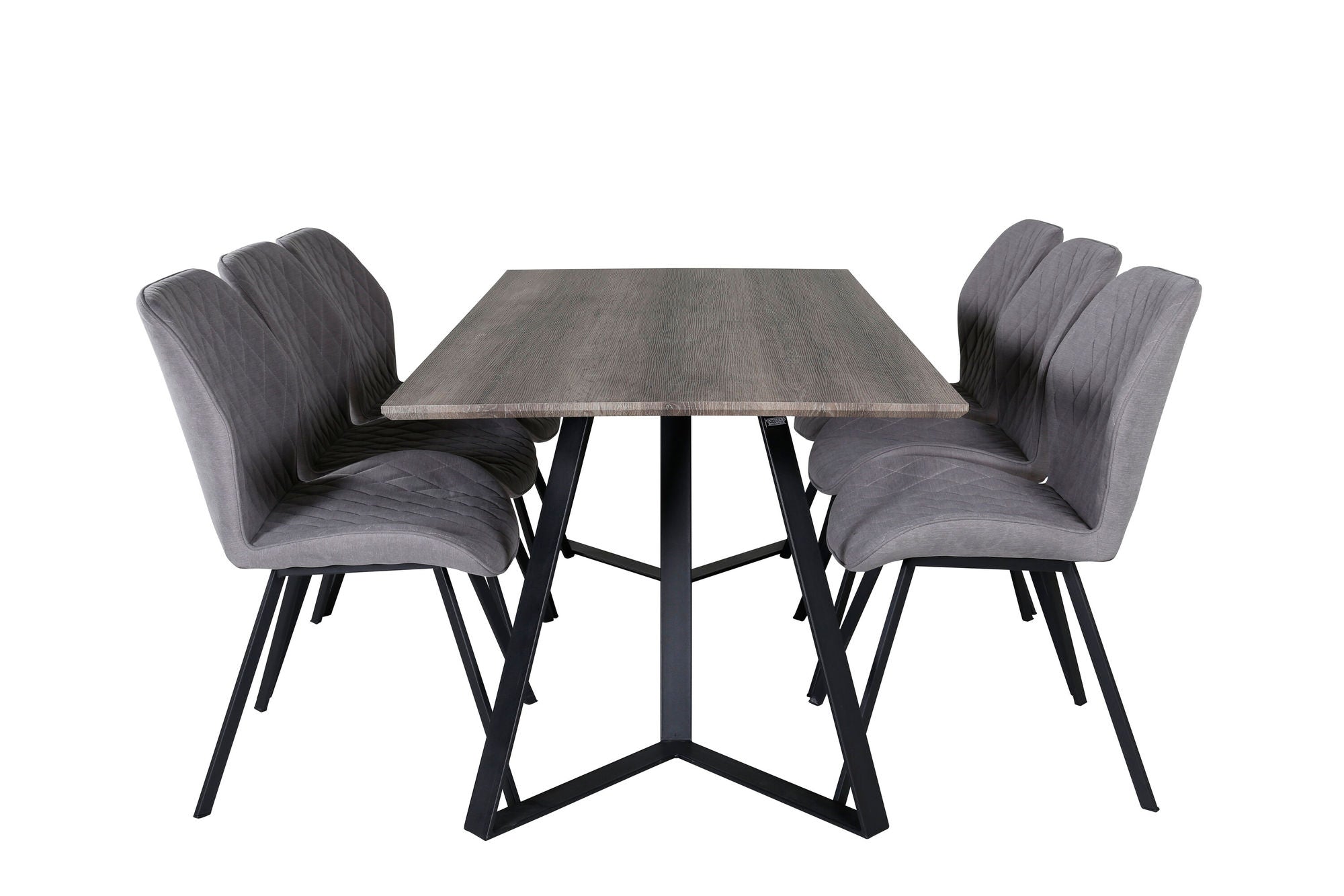 Venture Home Marina spisebord - 180*90*H75 - Grey / Black+Gemma Spisebordsstol - Black Legs - Grey Fabric_6