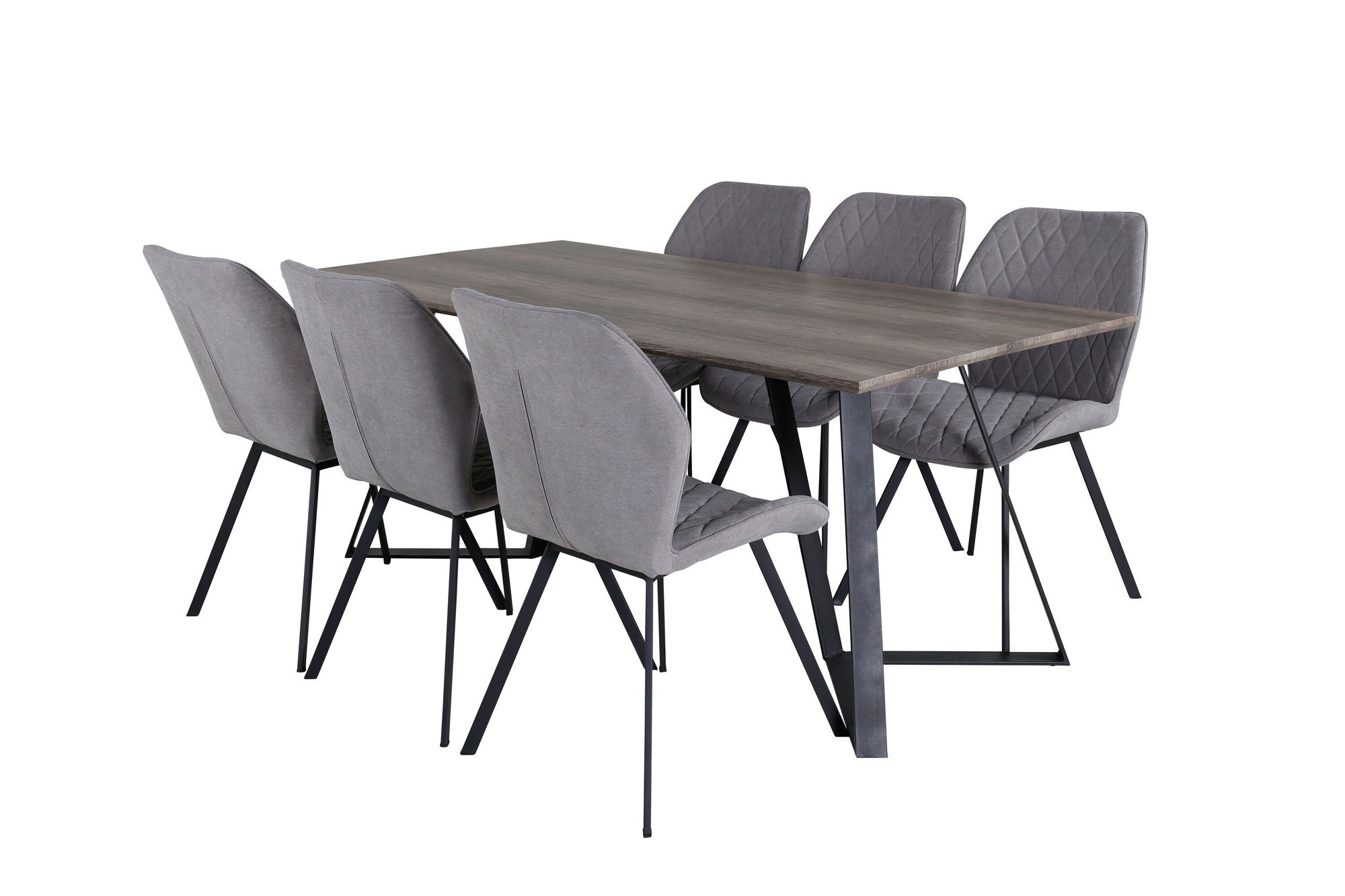 Venture Home Marina spisebord - 180*90*H75 - Grey / Black+Gemma Spisebordsstol - Black Legs - Grey Fabric_6