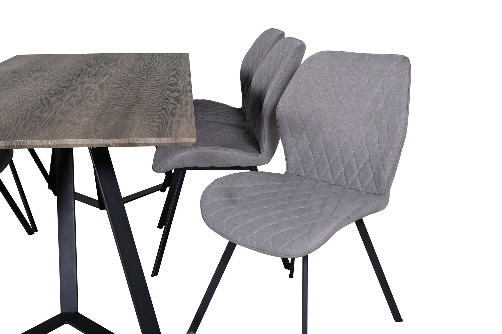 Venture Home Marina spisebord - 180*90*H75 - Grey / Black+Gemma Spisebordsstol - Black Legs - Grey Fabric_6