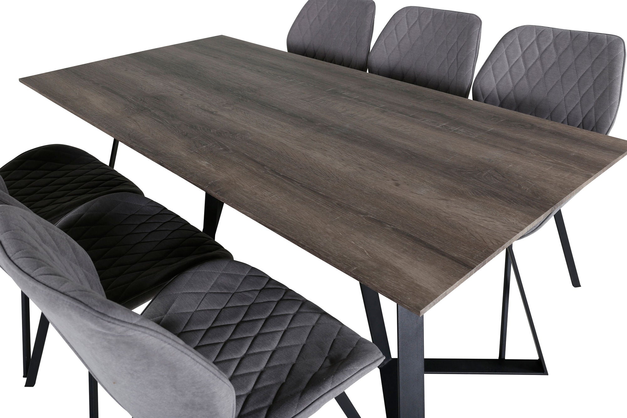 Venture Home Marina spisebord - 180*90*H75 - Grey / Black+Gemma Spisebordsstol - Black Legs - Grey Fabric_6