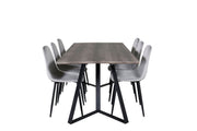 Venture Home Marina spisebord - 180*90*H75 - Grey / Black+Polar Diamond Spisebordsstol - Black Legs - Grey Velvet_6