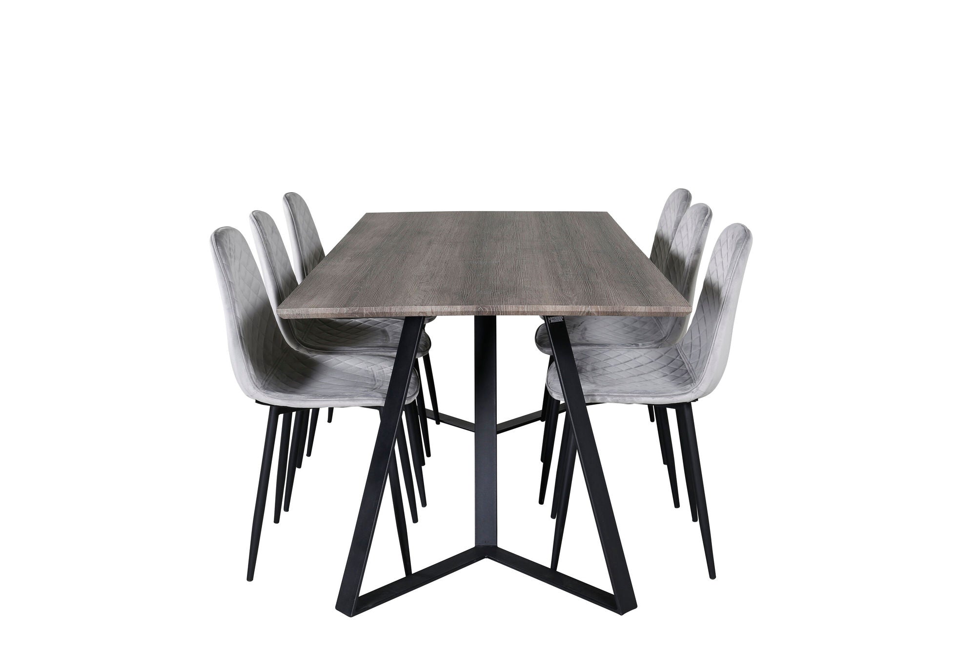 Venture Home Marina spisebord - 180*90*H75 - Grey / Black+Polar Diamond Spisebordsstol - Black Legs - Grey Velvet_6