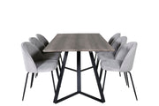 Venture Home Marina spisebord - 180*90*H75 - Grey / Black+Wrinkles Spisebordsstol - Black Legs - Grey Velvet_6