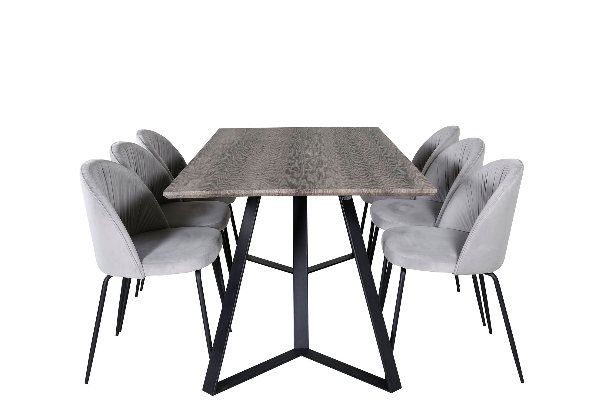 Venture Home Marina spisebord - 180*90*H75 - Grey / Black+Wrinkles Spisebordsstol - Black Legs - Grey Velvet_6