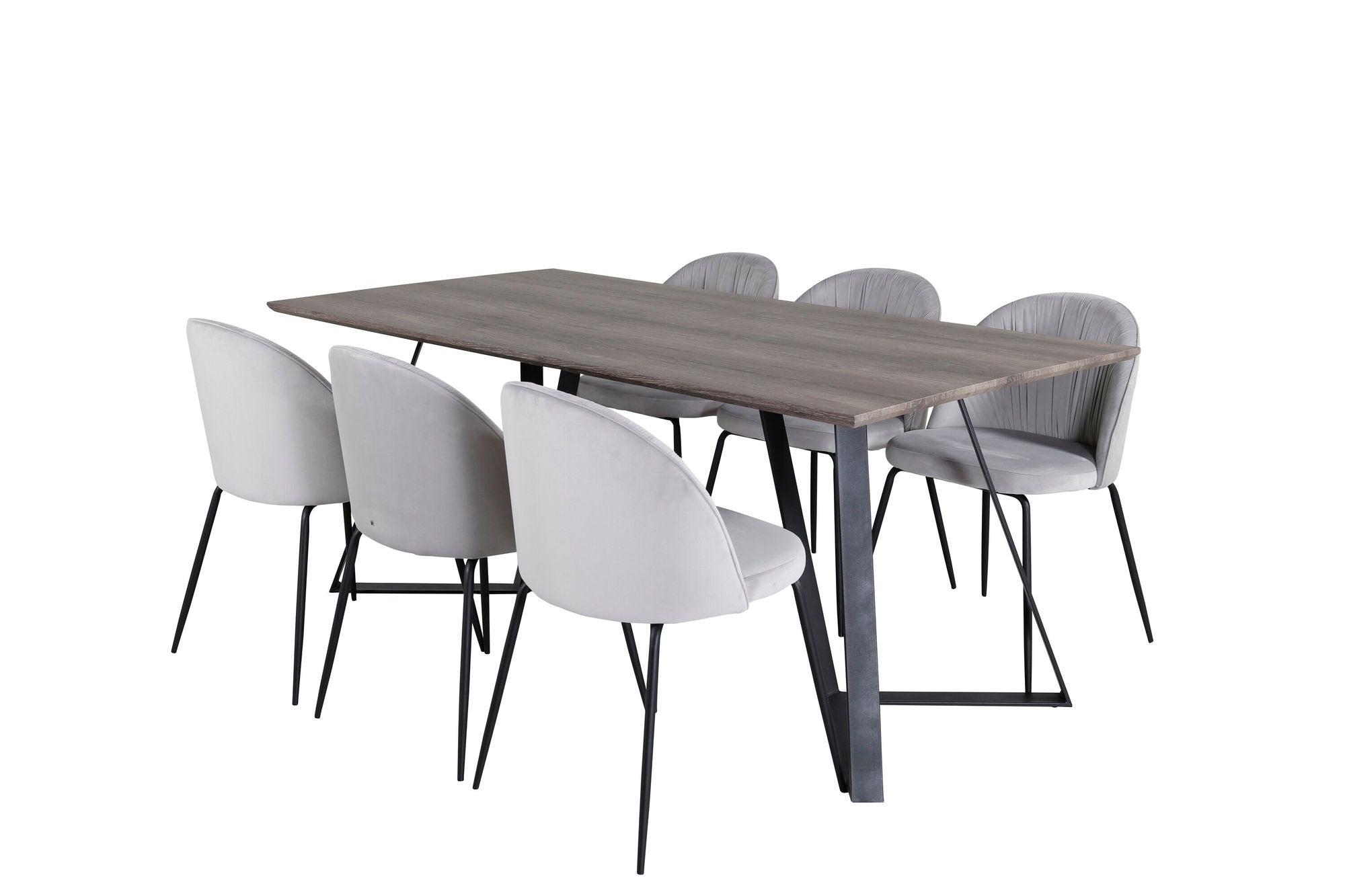 Venture Home Marina spisebord - 180*90*H75 - Grey / Black+Wrinkles Spisebordsstol - Black Legs - Grey Velvet_6