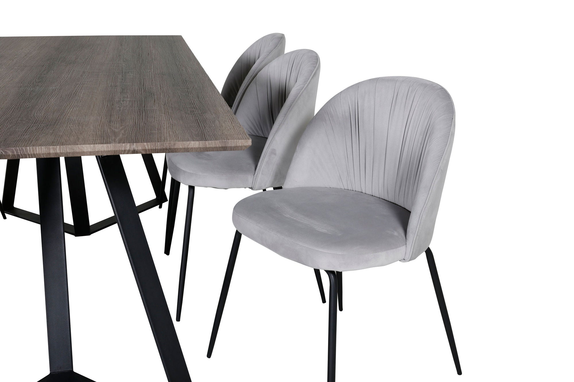Venture Home Marina spisebord - 180*90*H75 - Grey / Black+Wrinkles Spisebordsstol - Black Legs - Grey Velvet_6