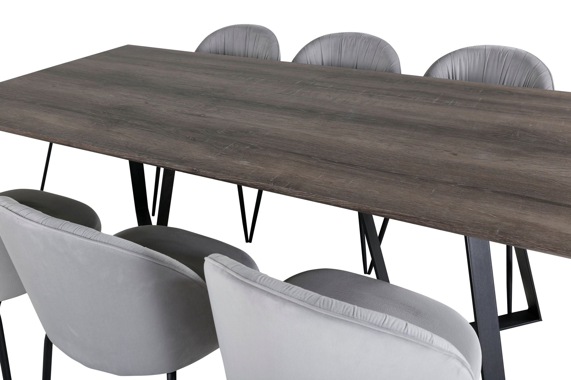 Venture Home Marina spisebord - 180*90*H75 - Grey / Black+Wrinkles Spisebordsstol - Black Legs - Grey Velvet_6