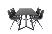 Venture Home Marina spisebord - Black top / Black Legs +Polar Spisebordsstol with Spin function - black Legs - Black PU - Black Stitches_6