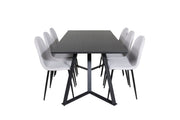 Venture Home Marina spisebord - Black top / Black Legs +Polar Spisebordsstol - Black Legs - Light Grey Fabric_6
