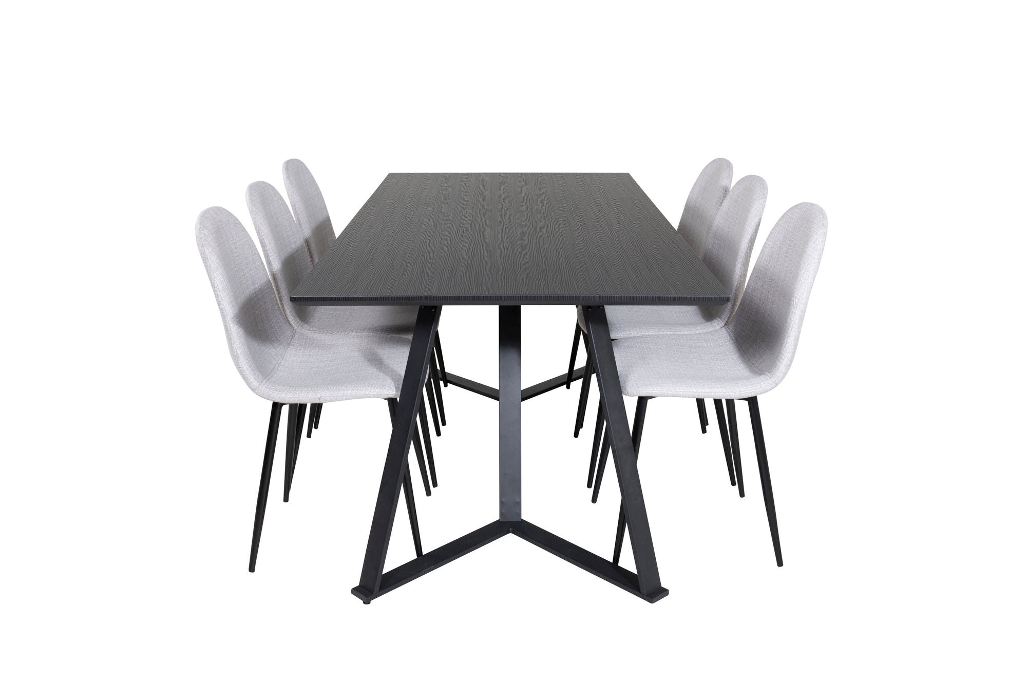 Venture Home Marina spisebord - Black top / Black Legs +Polar Spisebordsstol - Black Legs - Light Grey Fabric_6