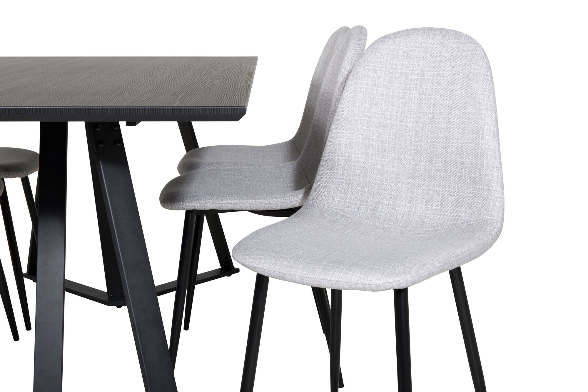 Venture Home Marina spisebord - Black top / Black Legs +Polar Spisebordsstol - Black Legs - Light Grey Fabric_6
