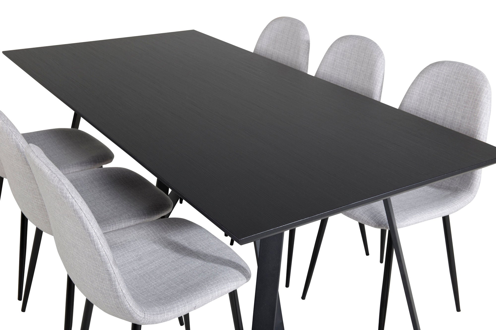 Venture Home Marina spisebord - Black top / Black Legs +Polar Spisebordsstol - Black Legs - Light Grey Fabric_6