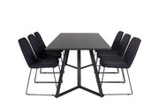 Venture Home Marina spisebord - Black top / Black Legs +Muce Spisebordsstol - Black Legs - Black Fabric_6