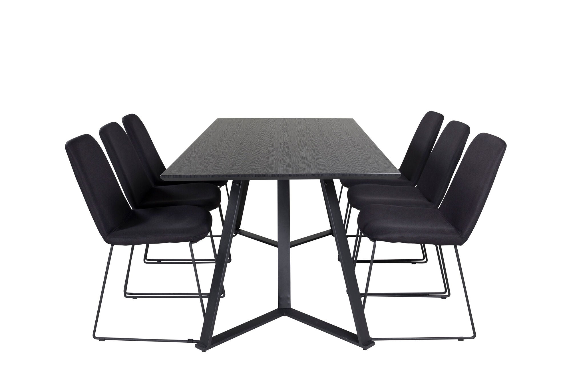 Venture Home Marina spisebord - Black top / Black Legs +Muce Spisebordsstol - Black Legs - Black Fabric_6