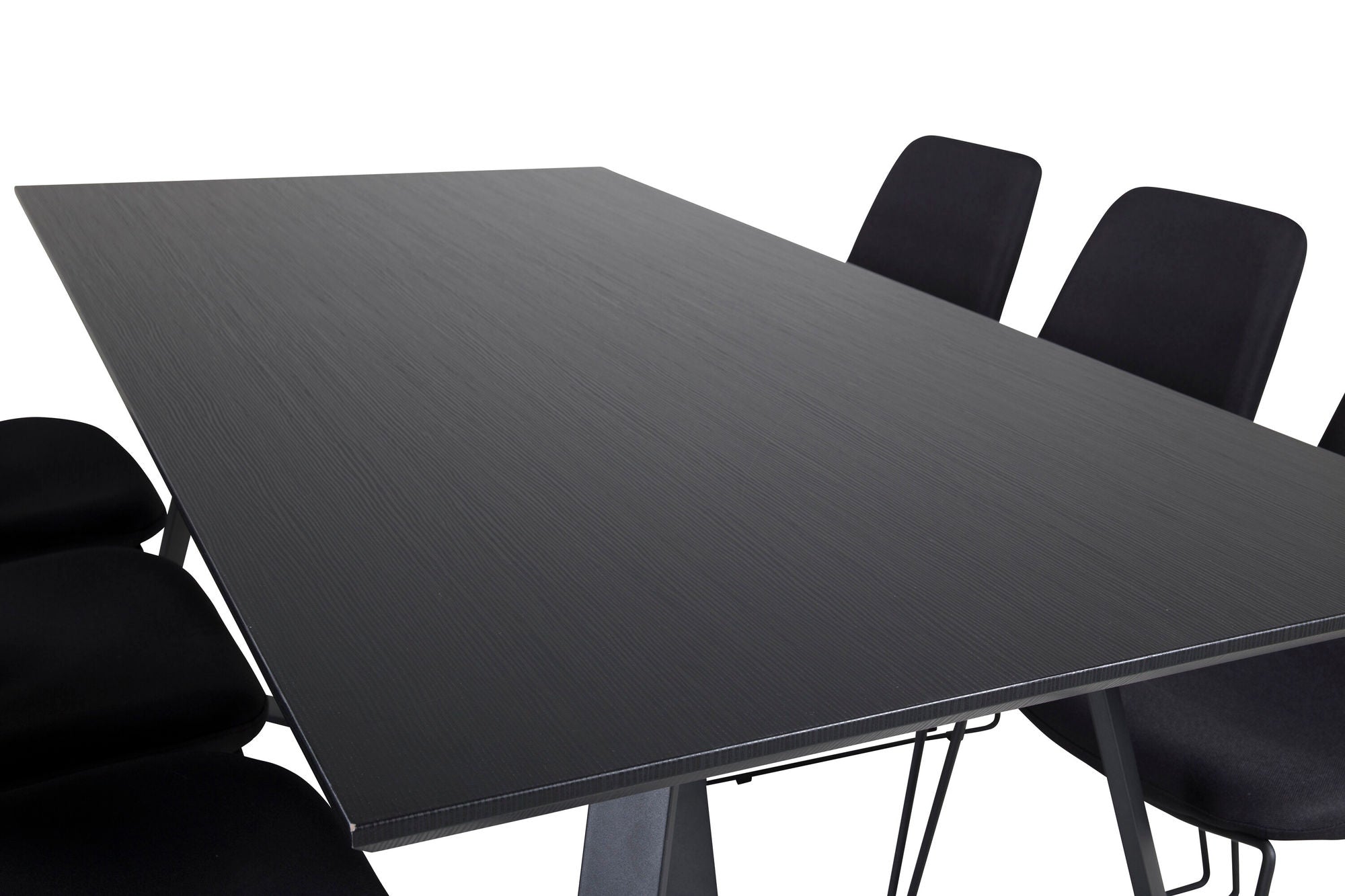 Venture Home Marina spisebord - Black top / Black Legs +Muce Spisebordsstol - Black Legs - Black Fabric_6