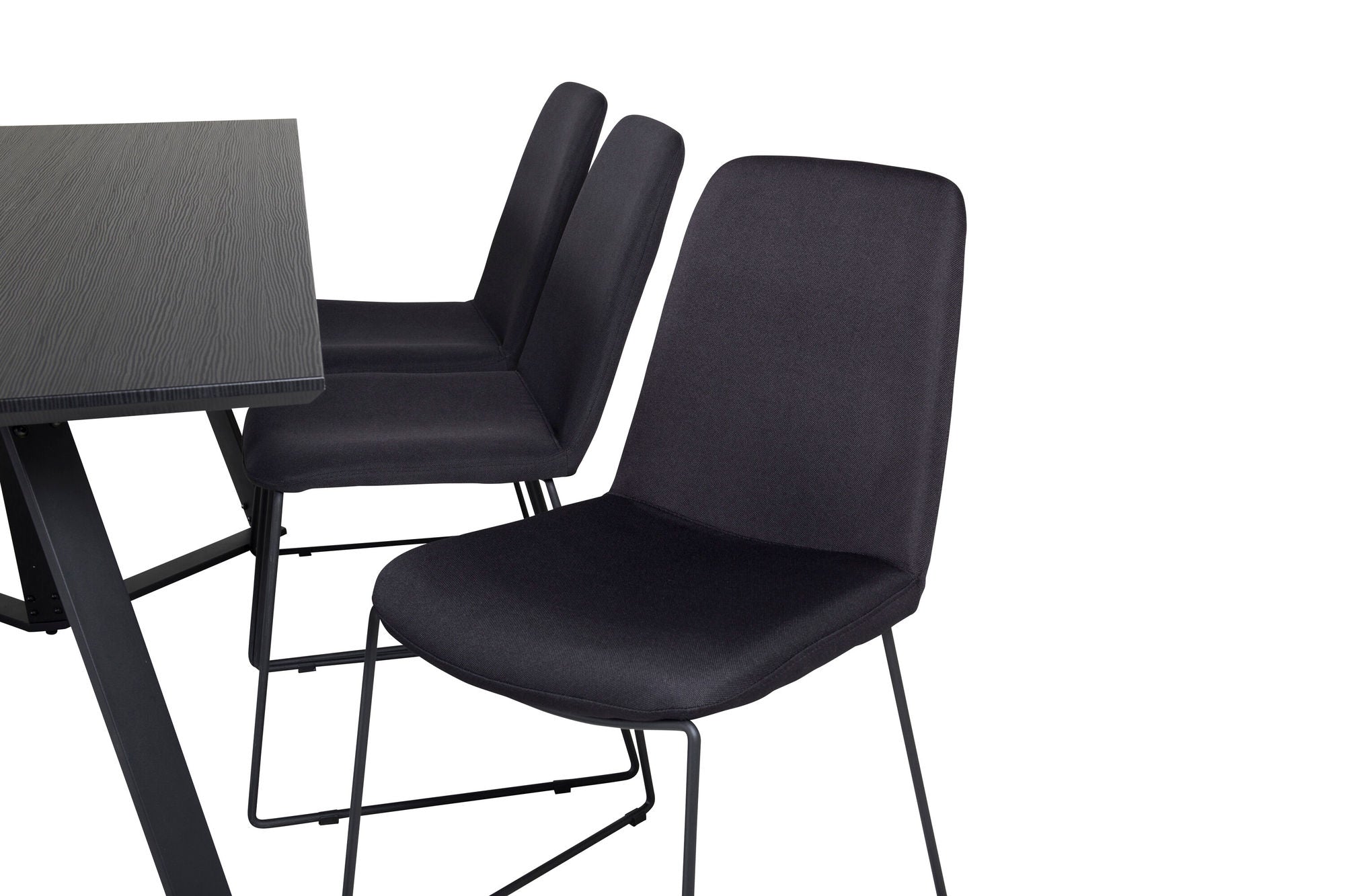 Venture Home Marina spisebord - Black top / Black Legs +Muce Spisebordsstol - Black Legs - Black Fabric_6
