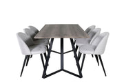 Venture Home Marina spisebord - 180*90*H75 - Grey / Black+Velvet Dining Chiar - Black legs - Light GreyFabric_6