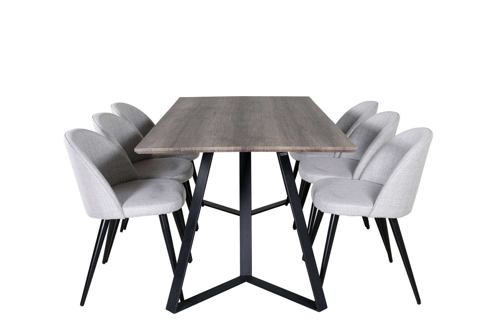 Venture Home Marina spisebord - 180*90*H75 - Grey / Black+Velvet Dining Chiar - Black legs - Light GreyFabric_6