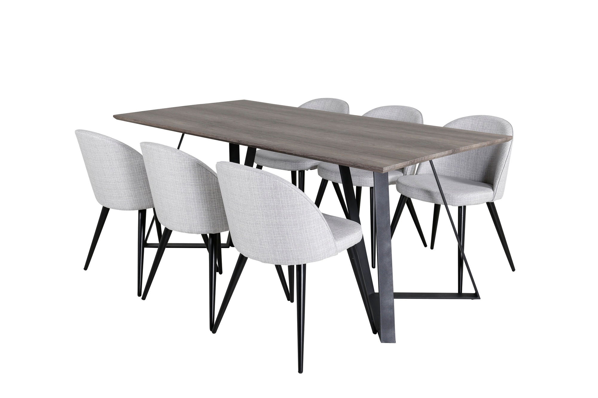 Venture Home Marina spisebord - 180*90*H75 - Grey / Black+Velvet Dining Chiar - Black legs - Light GreyFabric_6